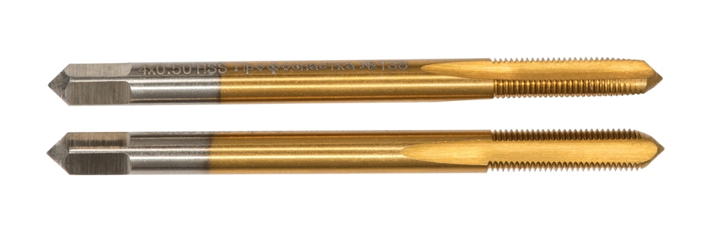 Комплект из метчиков двухпроходных ручн №148 ПрофОснастка Эксперт М7*1,0 P6M5 HSS M2 TIN (6542),2шт.- (упак. в пласт. боксе по 2 шт.)